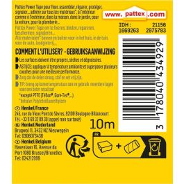 Pattex Ruban adhésif super résistant Power Tape, Blanc, 10 m