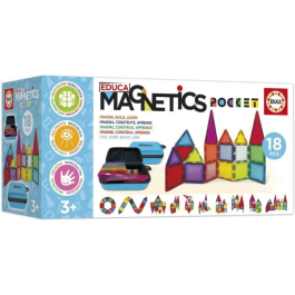 Educa Estuche Magnético EDU8412668202719 - Jeu de Construction avec 18 Blocs Magnétiques, 2 Animaux, 8 Cartes - Dès 3 Ans