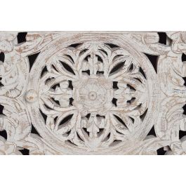 GINER Y COLOMER Meuble TV en bois de manguier sculpté et métal, blanc, 2 portes, étagère centrale, 55 x 170 x 40 cm