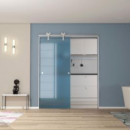 HERRAJES ALK Kit Herrajes Puerta Cristal Venus 22 Finition Chrome et Noir (8-12mm Verre) avec Fermeture Amortie