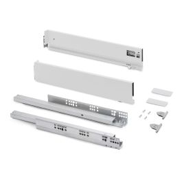 Emuca Tiroir extérieur Vertex avec réglages 3D hauteur 93mm, 40kg, profondeur 400mm, Acier, Peint en blanc