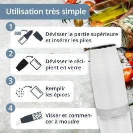 Ade Jeu de 2 moulins électriques MILL Verre/Synthétique Blanc et Noir Hauteur 18,3 cm ADE4262379094622