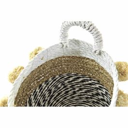 Set de basket DKD Home Decor Blanc Noir Beige Herbier marin 34 x 33 x 26 cm 2 Pièces