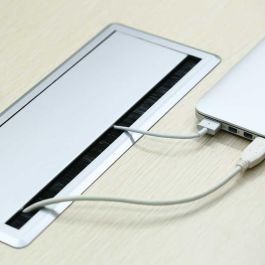 HERRAJES ALK Pasacable con Tapa Amortiguador Simple Plata con Amortiguacion 300x120x25mm