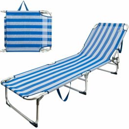 Chaise de plage Aktive Bleu Blanc 188 x 58 x 30 cm