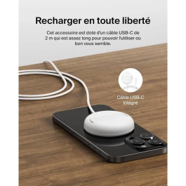 Belkin Pad de recharge sans fil USB-C 15 W Blanc pour smartphone et accessoires