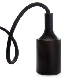 Douille E27 avec rosace et câble noir, design moderne et minimaliste