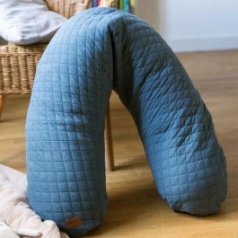 Beaba Big Flopsy Coussin de Maternité Multifonctions - Soutien Grossesse et Allaitement - Fleur de Coton Gris Mineral - Textile OEKO-TEX - 170 cm