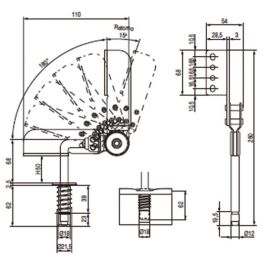 Q&Q H36 Mécanisme Automatique Canapé Droit/Gauche 6 Positions 90°-180° Anti-fils Court