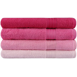 Ensemble de 4 serviettes de bain en coton 100% - 70 x 140 cm - Rose - Douces, absorbantes et durables