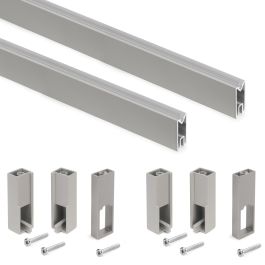 Emuca Lot de 2 rails de penderie Luxe de 1,15 m de long avec supports, Aluminium et Plastique, Peint gris pierre