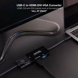 Adaptateur USB-C vers VGA/HDMI/DVI NANOCABLE 10.16.4301-ALL Noir 20 cm