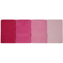 Ensemble de 4 serviettes de bain en coton 100% - 70 x 140 cm - Rose - Douces, absorbantes et durables