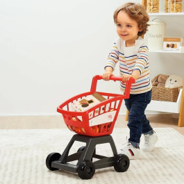 Ecoiffier - Chariot de courses garni avec 20 aliments réalistes en bois - Jeu d'imagination et de rôle pour enfant dès 18 mois - Origine France Garantie