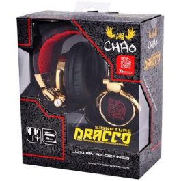 Thermaltake TteSPORTS DRACCO Signature - Casque gaming supra-aural avec micro filaire (Noir/Rouge/Doré, câble 3.5mm amovible 1.5m)