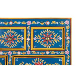 GINER Y COLOMER Buffet haut 122 cm en bois de manguier et MDF avec 7 tiroirs et 2 portes, peint à la main - Multicolore