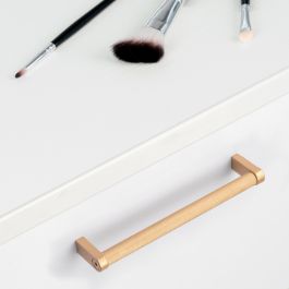 Emuca Lot de 5 poignées pour meubles Bergen, L141mm, entraxe 128mm, Aluminium , peint en or