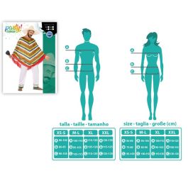 Costume mexicain pour homme adulte Poncho et pantalon, Multicolor, Taille XL, 2 pièces, 100% Polyester - Déguisement Mexique Carnaval Fête