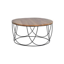 GINER Y COLOMER - Table de salon ronde en bois naturel et métal noir - Diamètre 80 cm x Hauteur 41 cm Precio: 419.988. SKU: B1B7K6VKPM