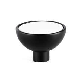 Viefe Poignée Modèle Bol Zamak/Bois, Ø45 mm, Finitions Noir-Sapelly, Noir-Haya, Noir-Blanc