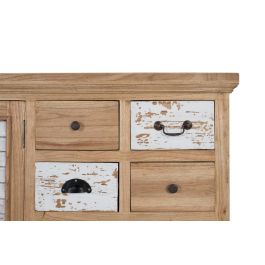 GINER Y COLOMER - Buffet Rustique en Bois Massif de Mindi avec 12 Tiroirs et 2 Portes, Meuble de Stockage Blanc Vieilli pour Salle à Manger