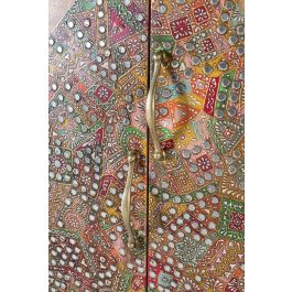 GINER Y COLOMER - Armoire en bois de manguier massif 2 portes 170 cm, couleur naturelle - Design compact avec portes à incrustations et miroirs