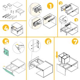 Emuca Bac de tri sélectif pour montage latéral sur meuble de cuisine Recycle 2x24litres, Acier, Plastique gris anthracite