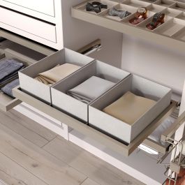 Emuca Kit de plateau, 2 paniers d'organisation et cadre de roulement soft close pour armoires, réglable, module 800mm, Gris pierre