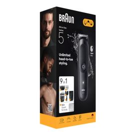 Braun Tondeuse à Cheveux et Barbe AIO5540 - 120 min - 14 Réglages - Noir