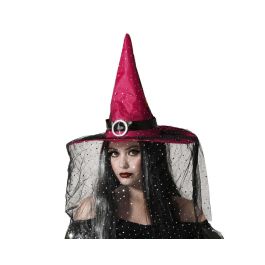 Sombrero de Sorcière Rouge avec Voile Noir et Détails à Paillettes - Accessoire Halloween 2025 Precio: 3.552. SKU: B1AMBC4NDG