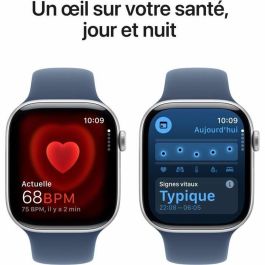 Apple Watch Series 10 GPS 46mm Argent Aluminium Boîtier Bande Sport Denim M/L
