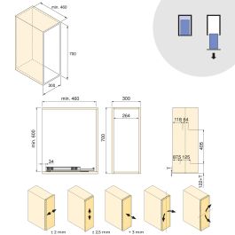 Emuca Chariot extractible avec paniers et accessoires Harmony avec fermeture à amortie, Module largeur 300mm hauteur 700mm, Acier et Bois, Gris anthracite