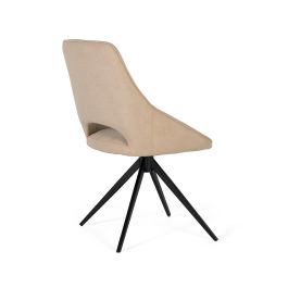 GINER Y COLOMER - Lot de 2 chaises de bureau pivotantes avec dossier rembourré en tissu beige, assise rembourrée, structure en acier noir
