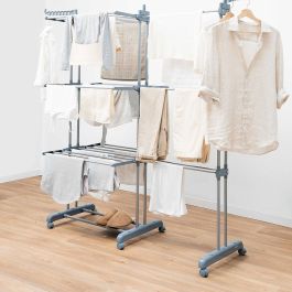 Étendoir pliant vertical extensible avec roues Dolver XL InnovaGoods 30 Barres