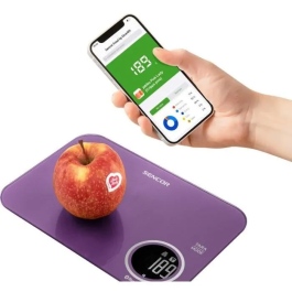 Balance de cuisine Sencor SKS 7073VT - 5 kg, Précision 1 g, Écran LCD rétroéclairé, 3 Modes, Fonction Tare, Compatible Appli