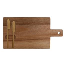Planche à découper le fromage Home ESPRIT Acier inoxydable Acacia 38 x 20 x 1,5 cm (3 Pièces)