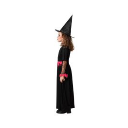 Déguisement Enfant Fille Sorcière Robe Longue Rose et Noir avec Chapeau 7-9 Ans - Polyester - Halloween