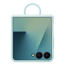 Samsung Coque Silicone avec Anneau pour Galaxy Z Flip7 - Light Cyan