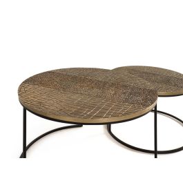 GINER Y COLOMER - Tables gigognes de salon en fer et aluminium - Set de 2 tables (Ø45x76 cm et 40x60x60 cm) - Couleur noir et bronze