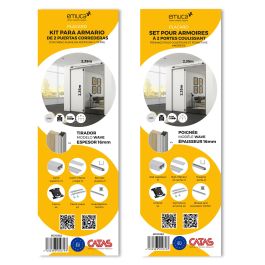 Emuca Kit de ferrures pour Placard 81 2 coulissants et fermeture souple, profilé Wave, épaisseur 16mm, panneaux non inclus, Anodisé mat