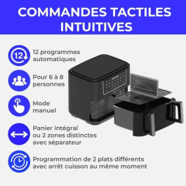 Continental Edison Friteuse à Air CEFR2400TB - Sans Huile - 10.5L - 2600W - 12 Programmes - Noir