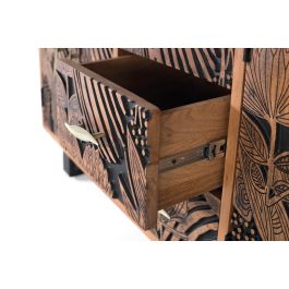 GINER Y COLOMER - Buffet en Acacia Massif et Métal, 4 Portes et 3 Tiroirs, Couleur Naturel et Noir, Dimensions 175x45x81 cm