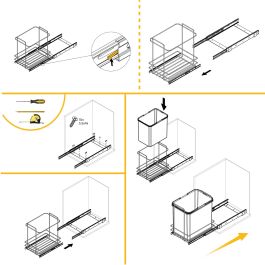 Emuca poubelle de recyclage pour montage inférieur et extraction manuelle pour meuble de cuisine Recycle 1x35 litres, Plastique gris anthracite