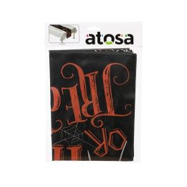 Nappe de table Halloween, noir avec toiles d'araignée blanches, décoration sinistre et élégante, 180 x 35 cm, accessoire pour fête