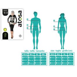 Déguisement Femme Robe Ajustée Squelette Brillante M-L - Noir - Polyester - Pour Halloween et Soirées