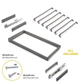 Emuca Kit de porte-pantalon à 7tringles et rack ajustable Quartz pour armoires, glissières extension totale et à fermeture douce, Module 90cm, Finition Titane