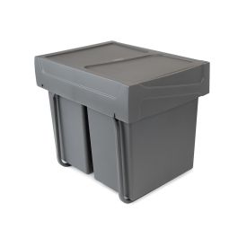 Emuca bac de tri sélectif a montage inférieur et extraction manuelle pour élément de cuisine Recycle, 2x20litres, Plastique gris antracite