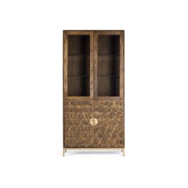 GINER Y COLOMER Vitrina Buffet Dora2 en Bois de Mango et Métal avec 2 Portes en Verre et 2 Portes en Bois - Effet Enjambre - Coloris Noyer et Doré - Dimensions 200 x 98 x 40 cm Precio: 1739.988. SKU: B13PNRW9C7