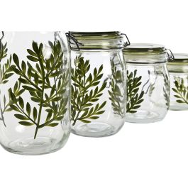 Set de 4 Boites Home ESPRIT Vert Verre Fer 1,5 L 11,3 x 11,3 x 21,7 cm