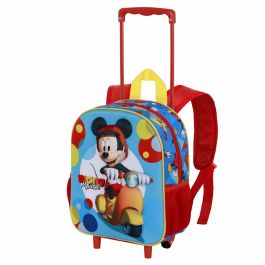 Cartable 3D avec roulettes Mickey Mouse Scooter Bleu Rouge 26 x 13 x 34 cm